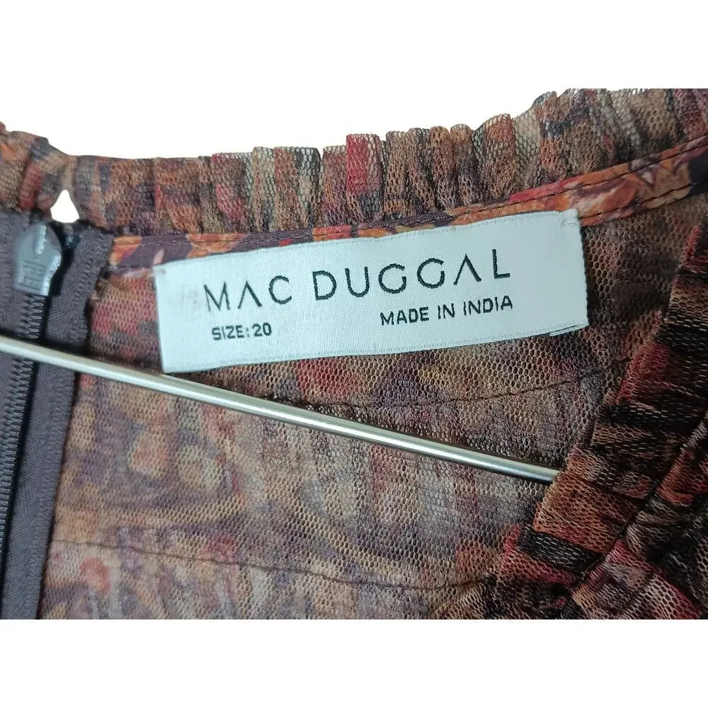New with Tags Mac Duggal 8042 Brown Multi Tiered Ruffle Chiffon Gown Dress Sz 20